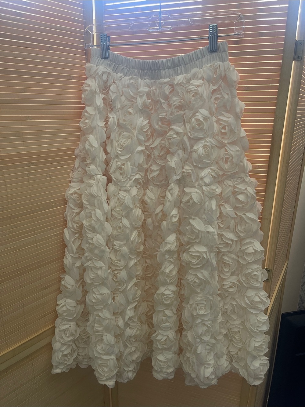Romantic Ivory A-Line Rosette Skirt